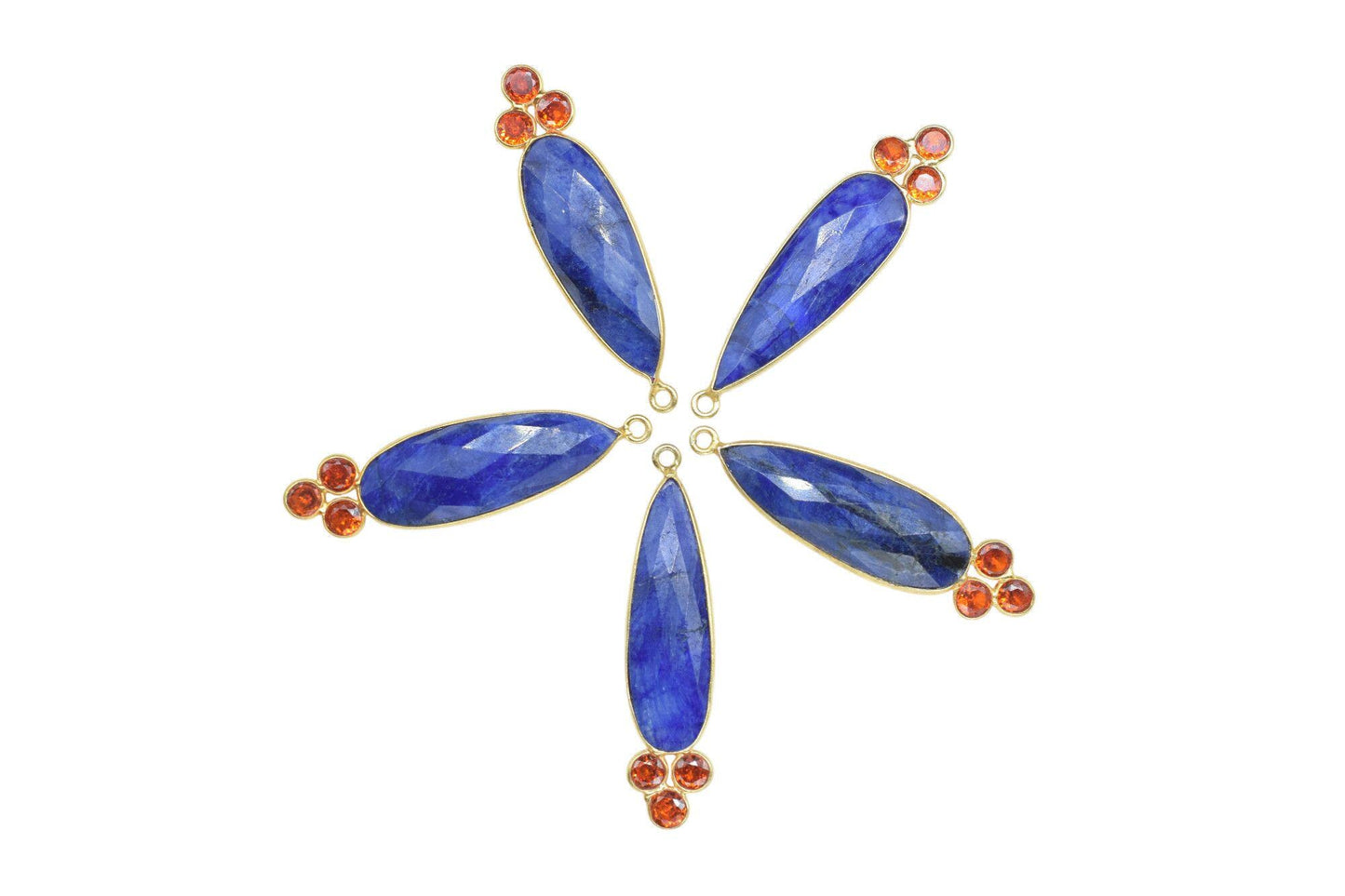Blue Sapphire 10x30mm Teardrop Bezel charms,Blue Sapphire Pendant,Gemstone connector,Sapphire Jewelry,Cubic zirconia Bezel charms,Gifts,P121