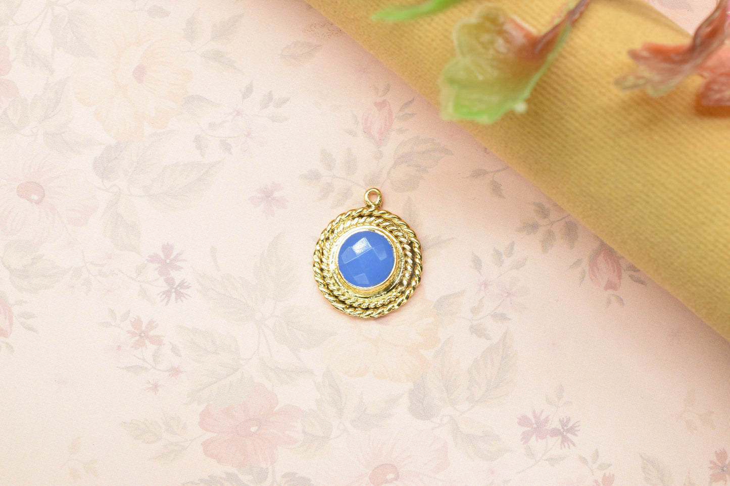 Circle Bezel Charm Pendants,Handmade Briolettes Pendant,Gemstone Beads Jewelry,Station Bezel Link,Craft Supplies,Single Bail Connectors,Gift