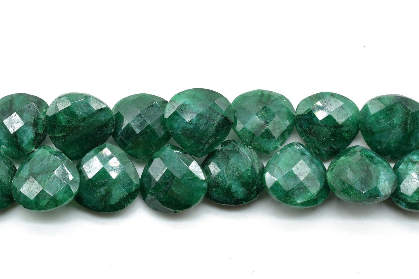 Natural Emerald AAA Quality Faceted 14mm Heart Shape Briolettes,Emerald briolettes for making jewelry,Emerald Heart Shape beads,Emerald bead