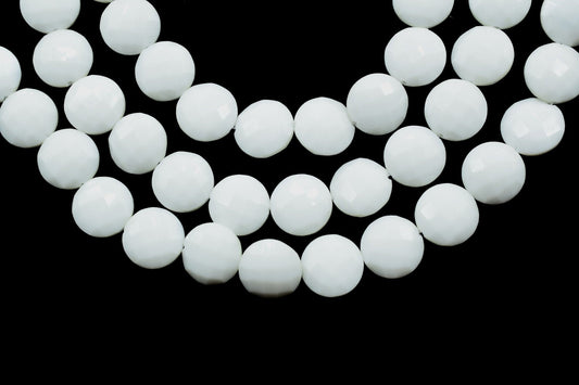 White Chalcedony faceted 10mm Coin Briolettes-Round Shape-White Chalcedony,Loose Gemstone,Round Coin Beads, Briolette Both Side Faceted bead