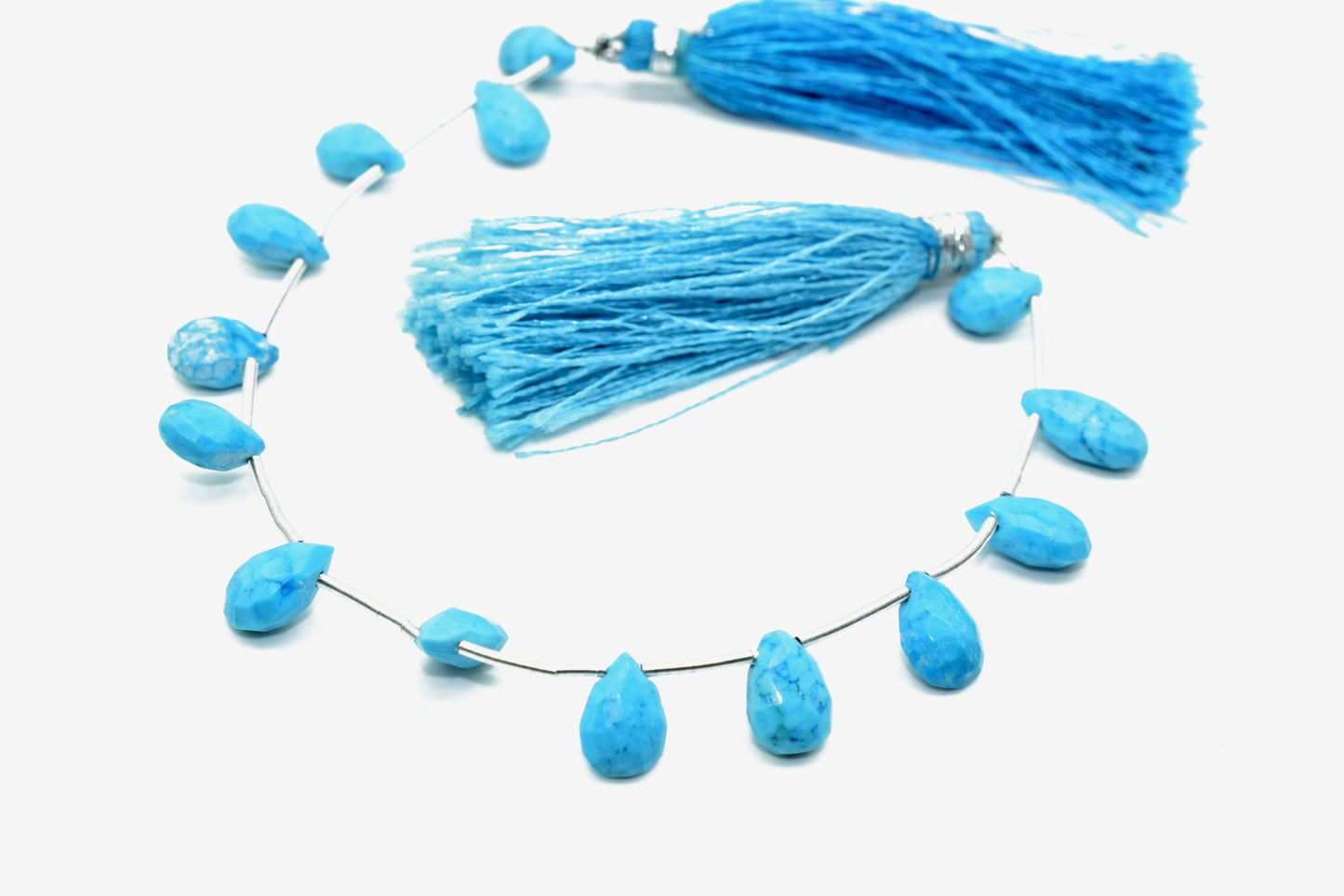 Natural Turquoise Drop Shape Briolettes,Turquoise teardrops,Genuine Turquoise-Faceted Pear Shape Briolette,Turquoise 7x10mm TearDrop shape