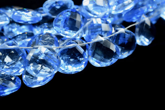 Tanzanite Heart Shape Faceted Beads Strand,10mm Heart Shap Briolettes,10 Inches Full Strand ,Tanzanite Briolettes,jewelry making heart shape