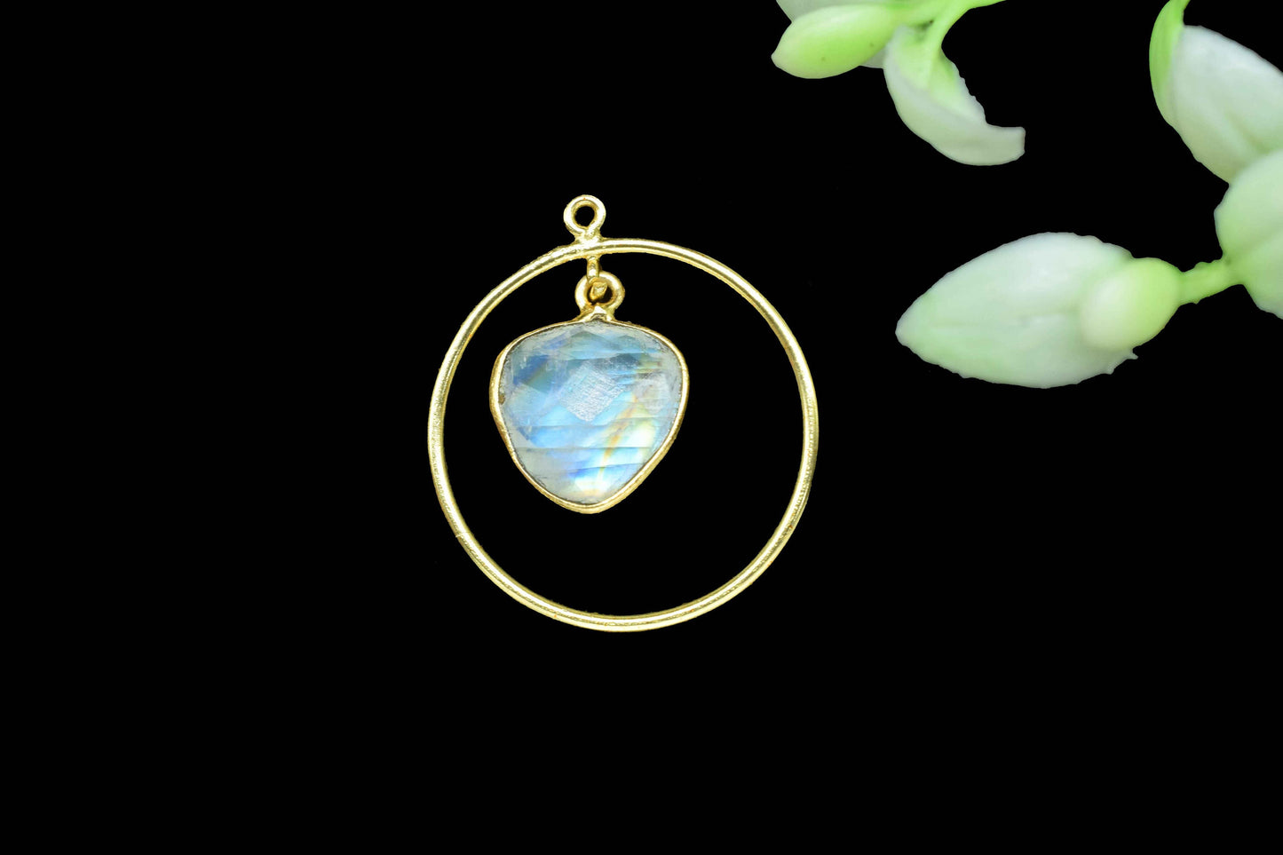 Gemstone Trillion Bezel Pendant,Finding Round,Women Earring,Bridal Earring,Station Link Supply,Gemstone Circle Components,Pendant Jewelry