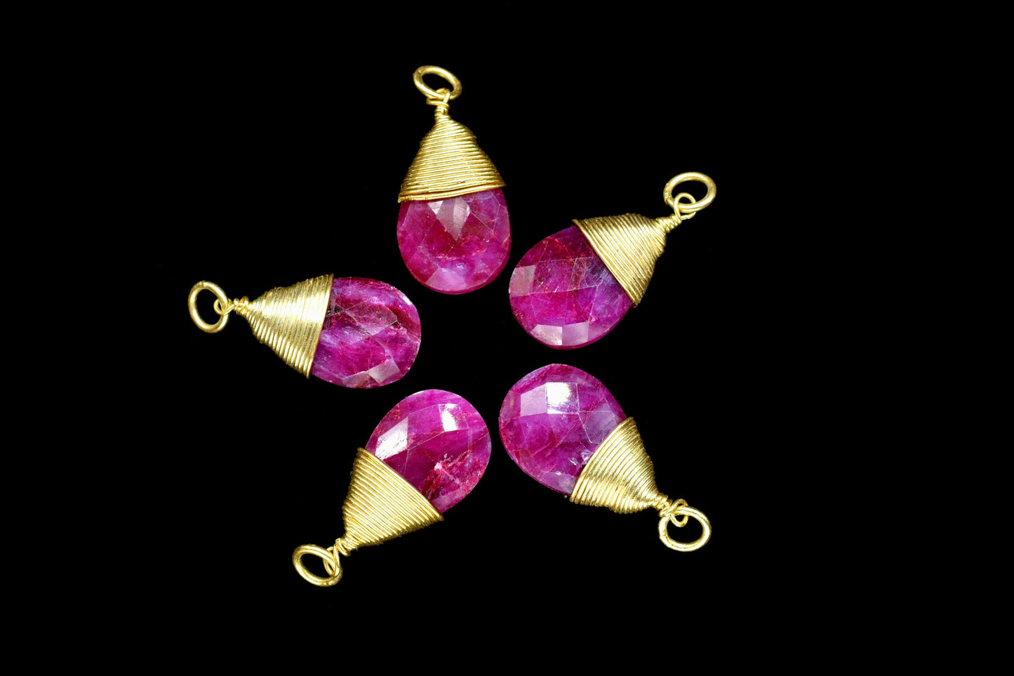 Natural Ruby Teardrop Faceted Connector,Gemstone Wire Wrapped Pendant,10x18mm Connector,Pendant Jewelry,Wire Wrapped Necklace,Ruby Jewelry