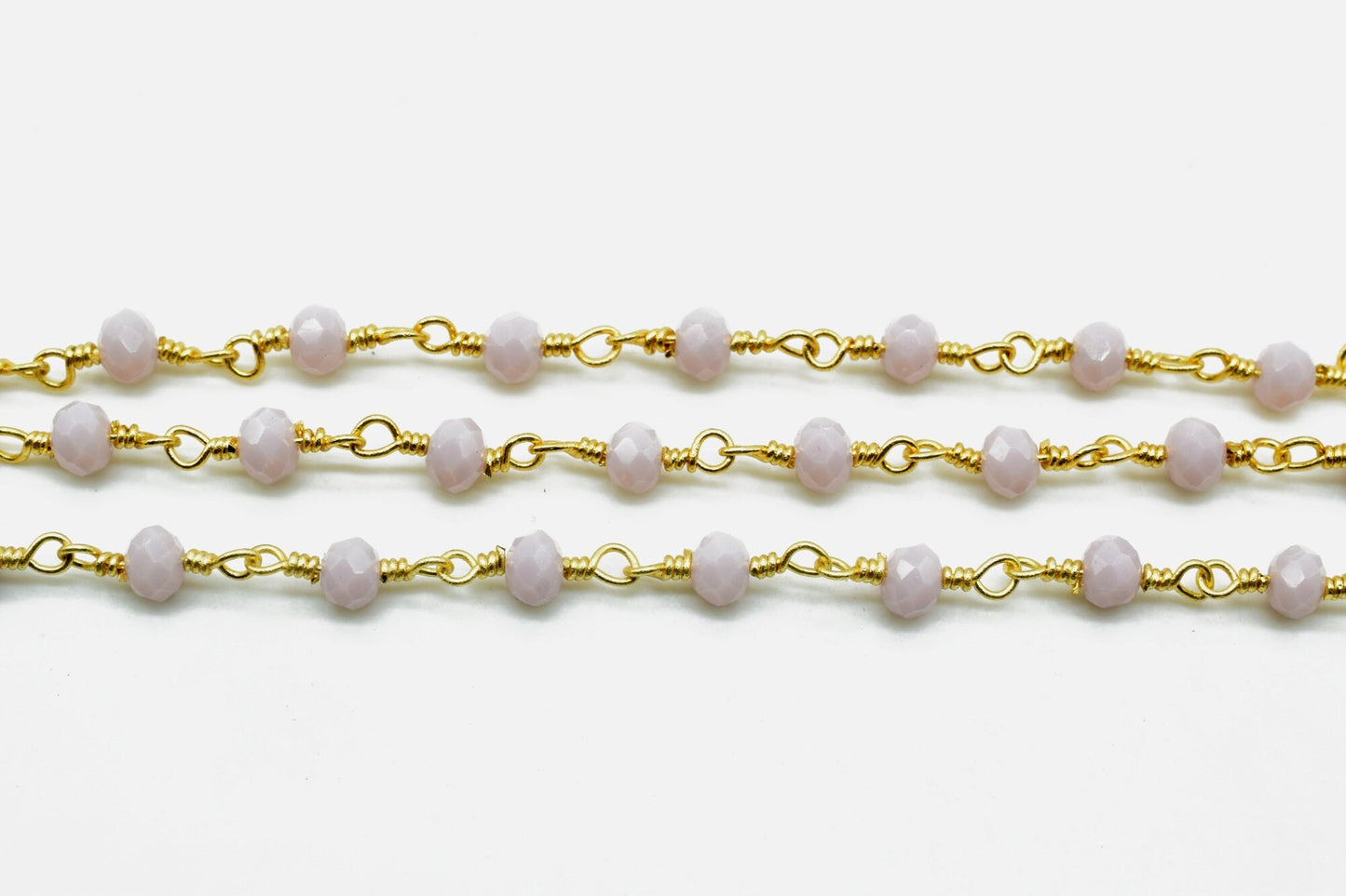 Lavender 3mm Beaded Chain,Lavender Rosary Chains,Lavender Gold Plating Wire Wrap Chain,Lavender Brass chain,Jewelry Making ChainRosary chain