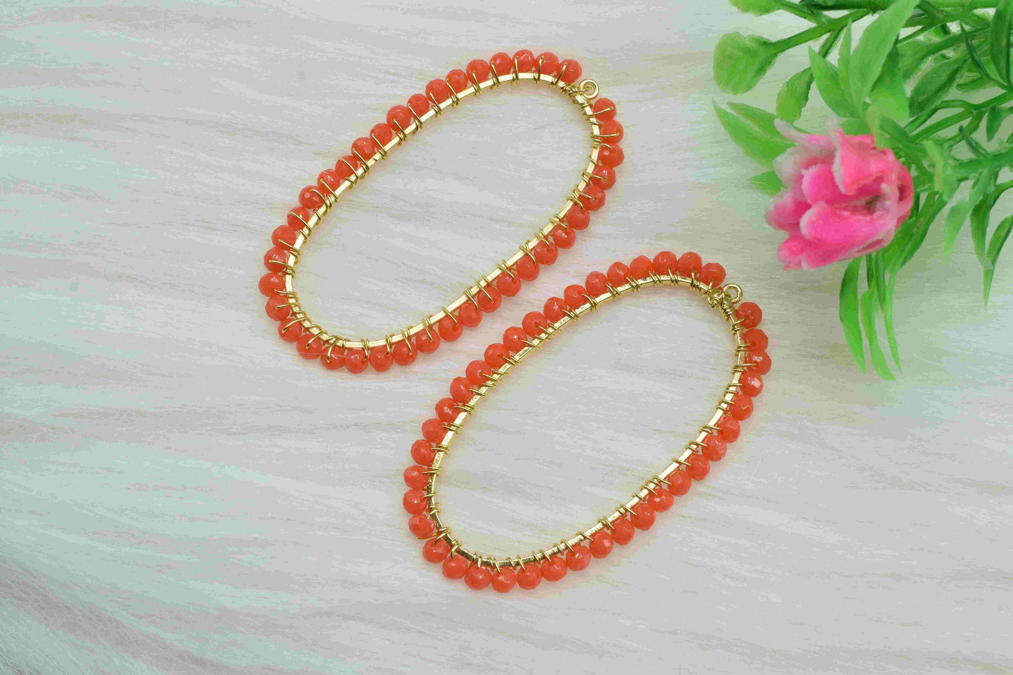 Carnelian Wire Wrapped Connector,Oval Pendant Component,Carnelian Handmade link,Beaded Hoop Finding Component,Carnelian Pendant Jewelry,Gift