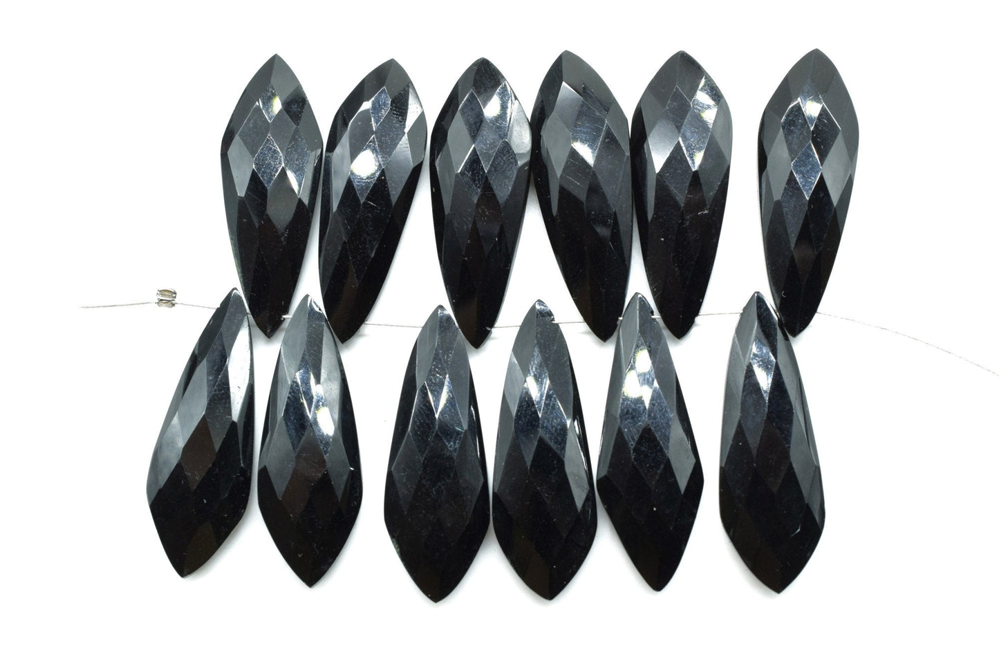 Black onyx Long 10x32mm Briolettes,Black onyx Briolette Beads,Black onyx Calibrated Beads,Black onyx Pair Briolette,Black onyx stones