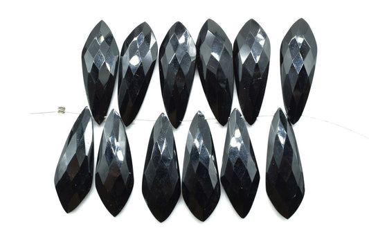 Black onyx Long 10x32mm Briolettes,Black onyx Briolette Beads,Black onyx Calibrated Beads,Black onyx Pair Briolette,Black onyx stones