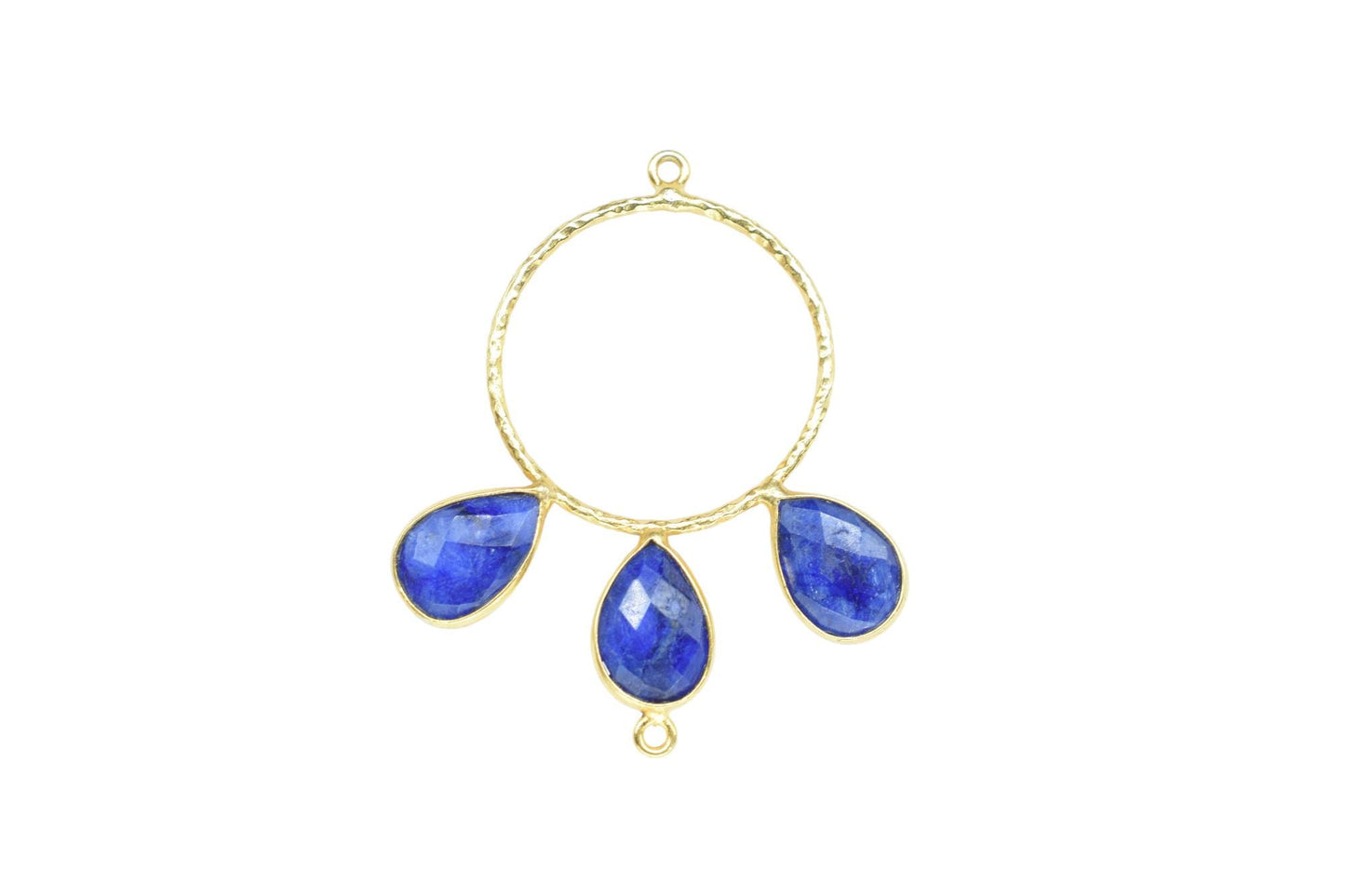 Blue Sapphire Jewelry Connector/Brass Connector Jewellery/Gold Plated Pendant/Handmade Jewellery/Double Bail Pendant/Wedding Jewelry/Gift