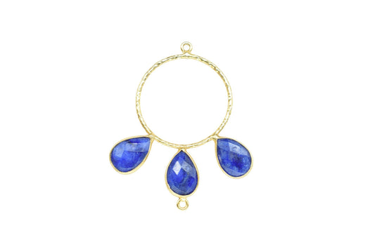 Blue Sapphire Jewelry Connector/Brass Connector Jewellery/Gold Plated Pendant/Handmade Jewellery/Double Bail Pendant/Wedding Jewelry/Gift