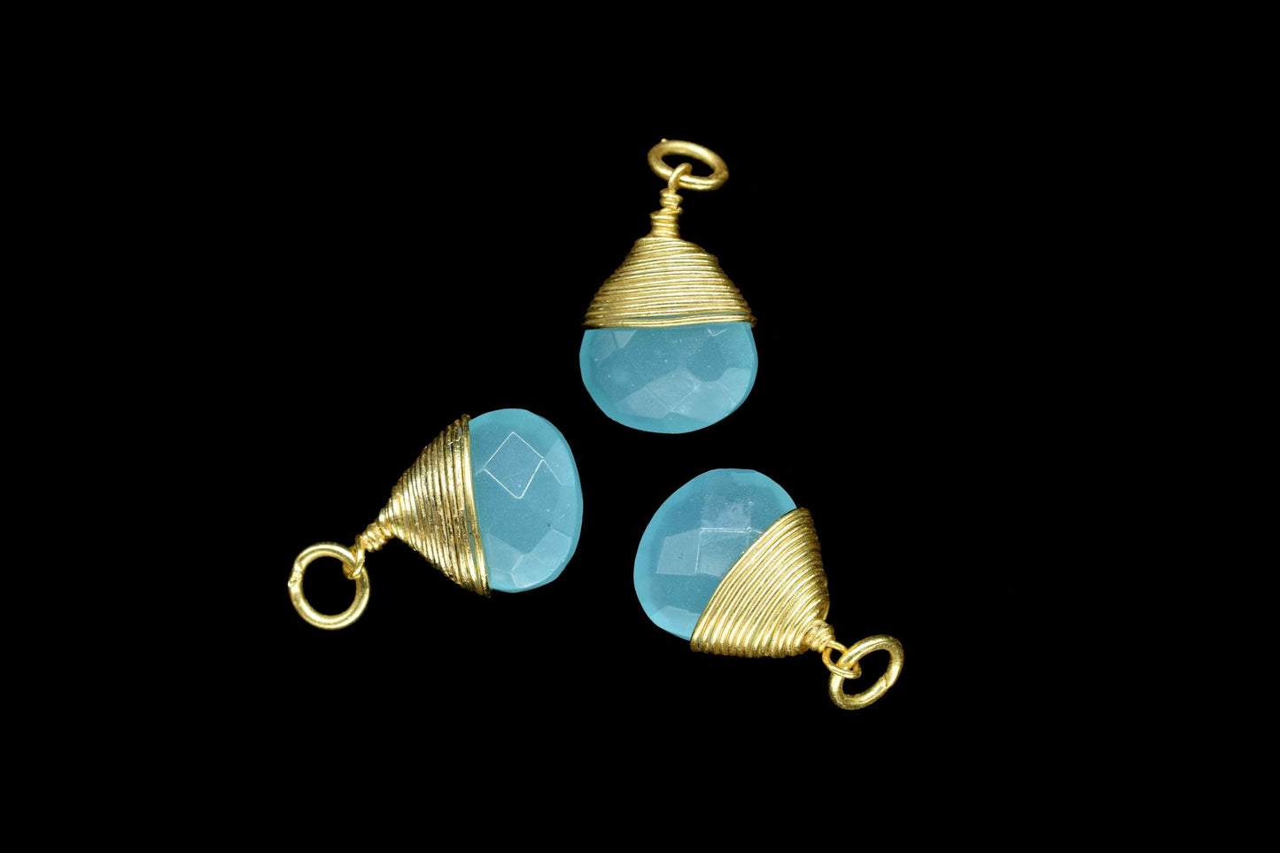 Aqua Chalcedony Faceted 10mm Heart Connectors,Wire Wrapped Gemstone Pendant,loop Connector,Wire Wrapped Necklace,Beaches Jewelry making,Gift
