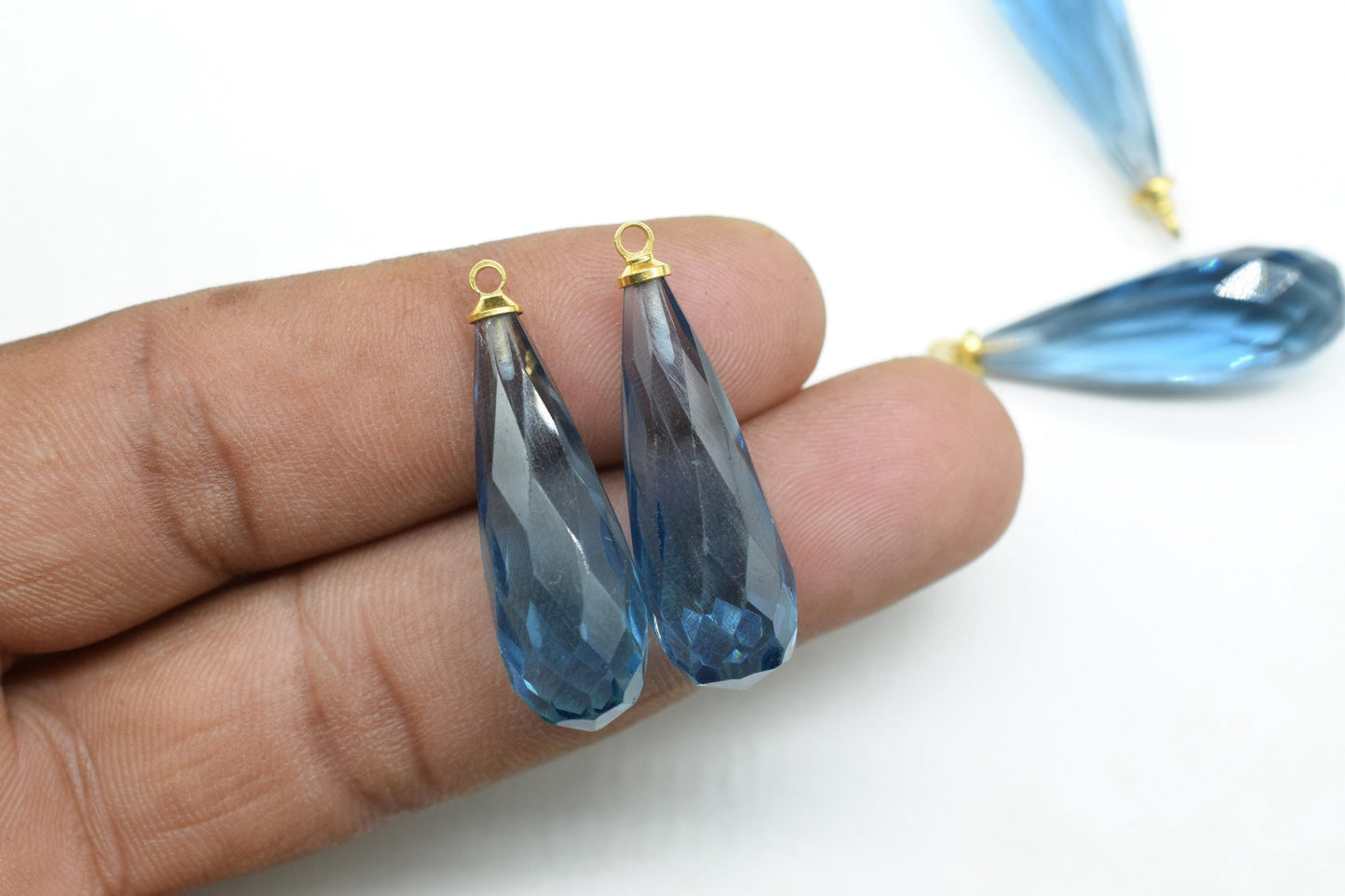 Blue Kyanite Teardrop Pendant,Kyanite Gemstone Pendant Charm,Craft Supplies,Jewelry Making Supplies,Long Teardrop Pendant,Gemstone Connector