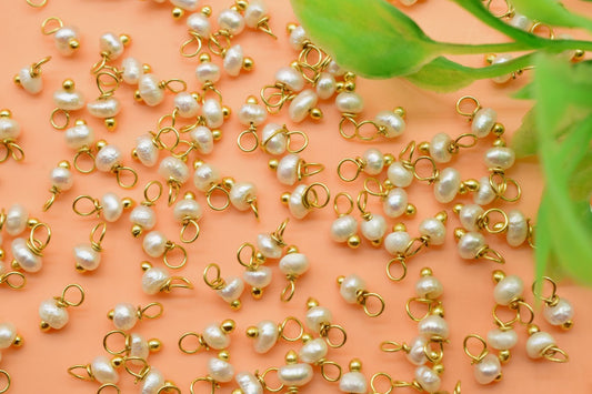 Pearl Single wire wrapped Beads,Gemstone Components,Earring Connectors,Freshwater Pearl Dangle Beads,Handmade DIY Jewelry,Hangings Beads