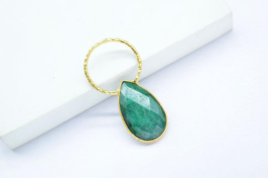 Emerald Jewelry Pendant/Emerald Charms Pendant/Gold Plated Jewelry/Brass Connector Charms/Handmade Jewelry/Women Jewelry/B'day Gift