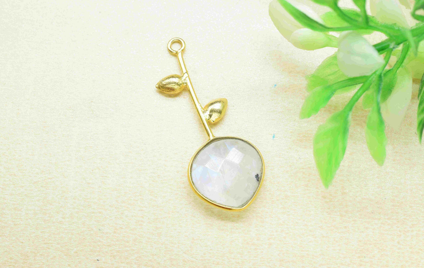 Moonstone Single Bail Pendant , Moonstone Charms ,Heart Shape Charms , Genuine Gemstone Charms , Gemstone Connectors , Summer Collection