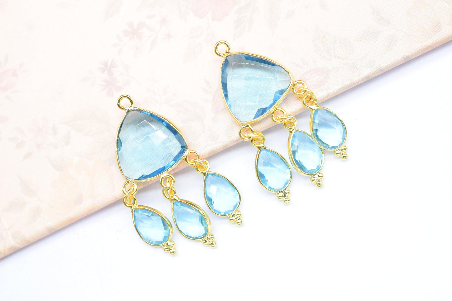 Sky Topaz Bezel Charms Connector/Dangle/Connector Bezel Jewelry/Connector/Station Bezel Link Pendant/Handmade Jewelry/Women jewelry/Gift