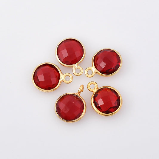 Garnet 8mm Round Bezel,Garnet Pendant,Garnet Gold Plated bezel,Garnet Bezel,Gold Vermeil Bezel,Garnet jewelry,Garnet Gold-Filled bezels