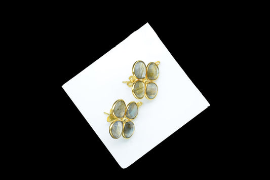 Labradorite Gemstone Earring Connector/Gold Plated Jewelry/Labradorite Handmade Jewelry/Bezel Component/Jewelry making Stone/Heart Shape