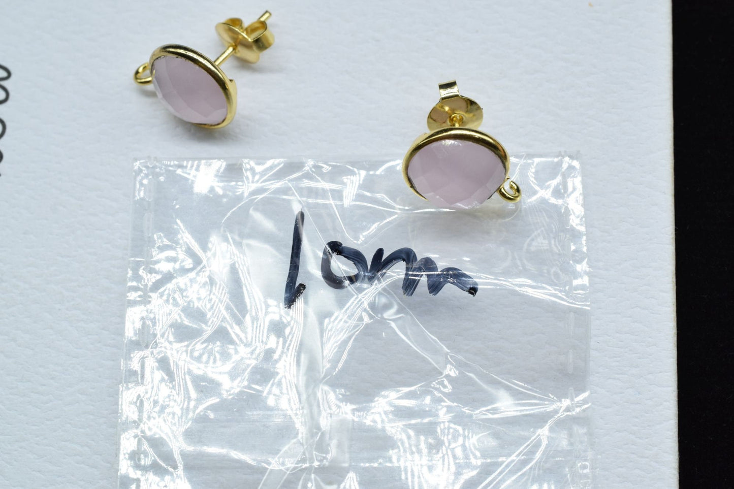 Rose Quartz 10mm Single Bail Connector Earrings,Earrings Connector,Earring Making Connector,Bezel Set Earring Connector,Gemstone Ear Post