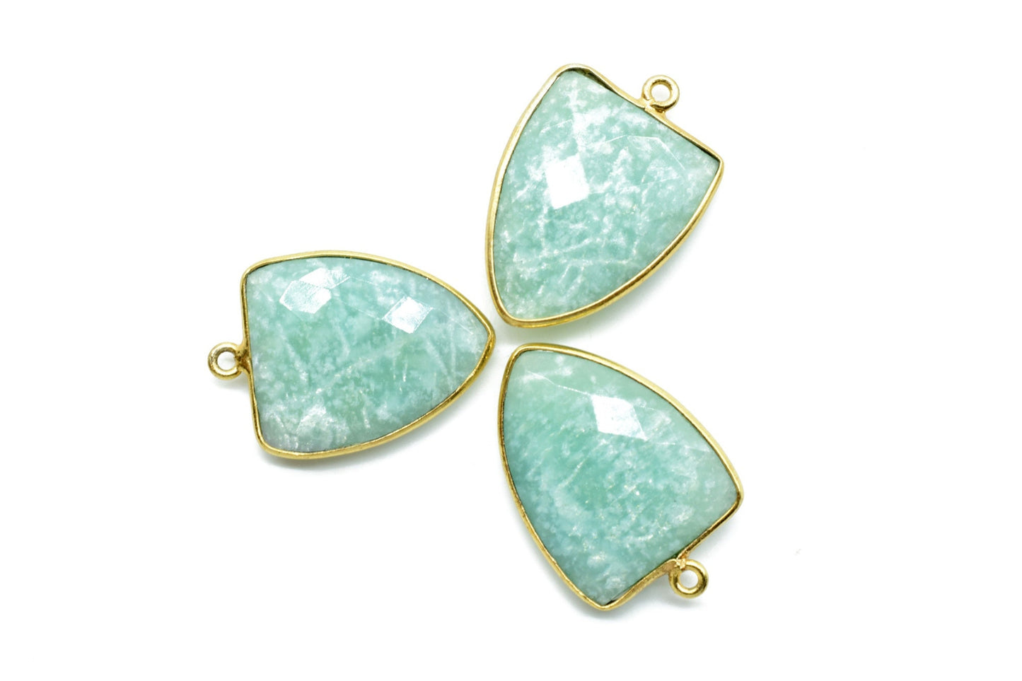 Amazonite 17x22mm Triangle shape pendant,Amazonite single loop connectors,Amazonite Faceted Bezel Link Connector,Amazonite fancy connectos