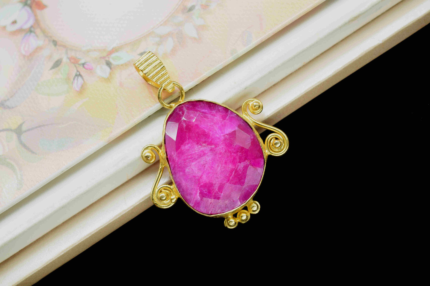 Natural Ruby 20x25mm Irregular Shape Pendant, Gemstone Pendant, Red gemstone Bezel charms,Handmade bezel Pendant,Ruby jewelry,Gift For Woman