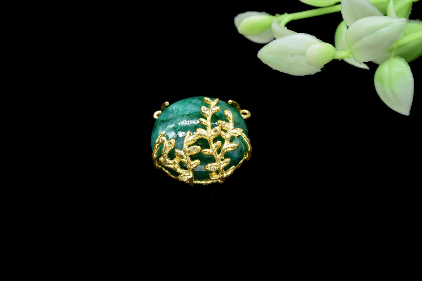 Natural Emerald Smooth Gemstone 20mm Round Shape Pendant,Emerald Gemstone gold Plating Jewellery,Emerald Fancy Single Bail Pendant Jewelry