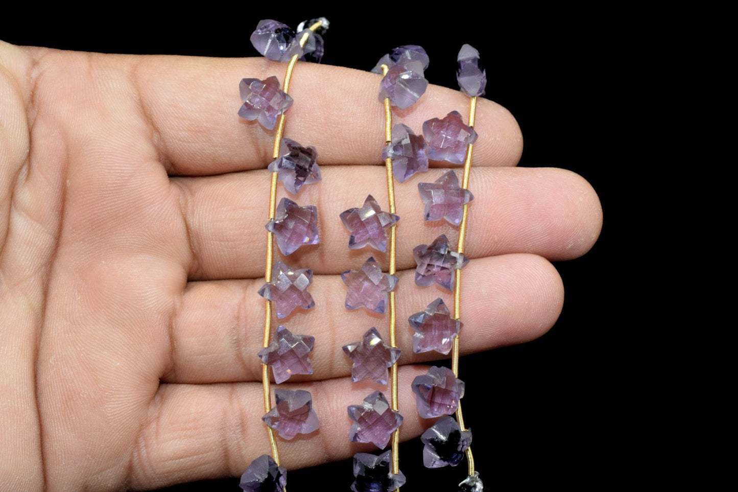 Amethyst Star Shape Faceted Briolette| Carved Drill Star Briolette 4 inch Strand | 10 Pieces | Side Drill |Gemstone Beads for jewelry making