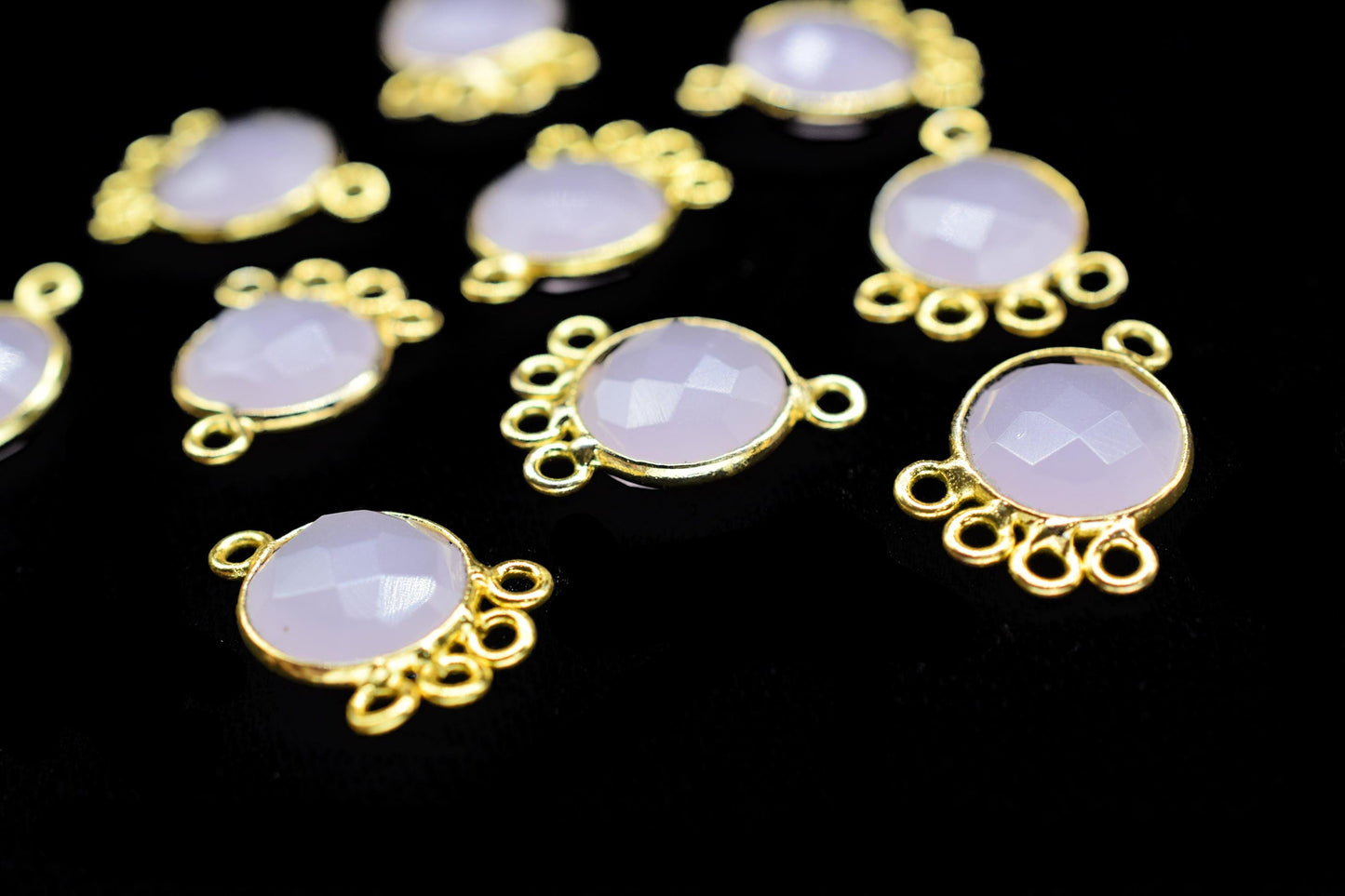 Rose Quartz 10mm Round Bezel Charm/Gemstone Brass Component/Single Bail Pendant charms/Round Handmade Jewellery Connector/B'day Gift