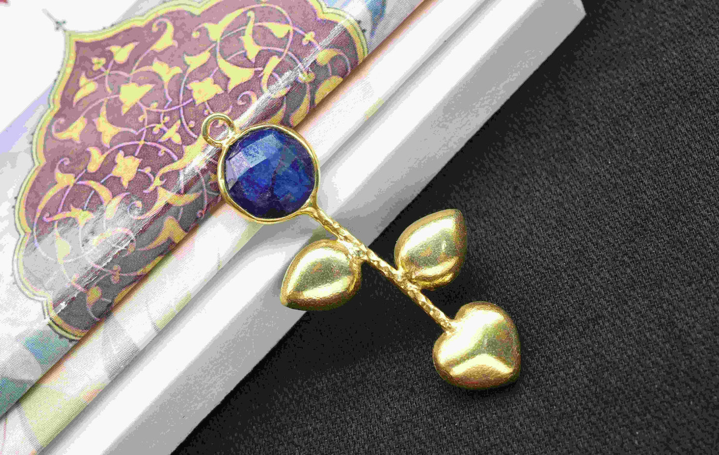 Sapphire Round Shape Pendant , Sapphire  Single Bail Charms  , Genuine Gemstone Charms , Gold Plated Gemstone Connectors , Summer Collection