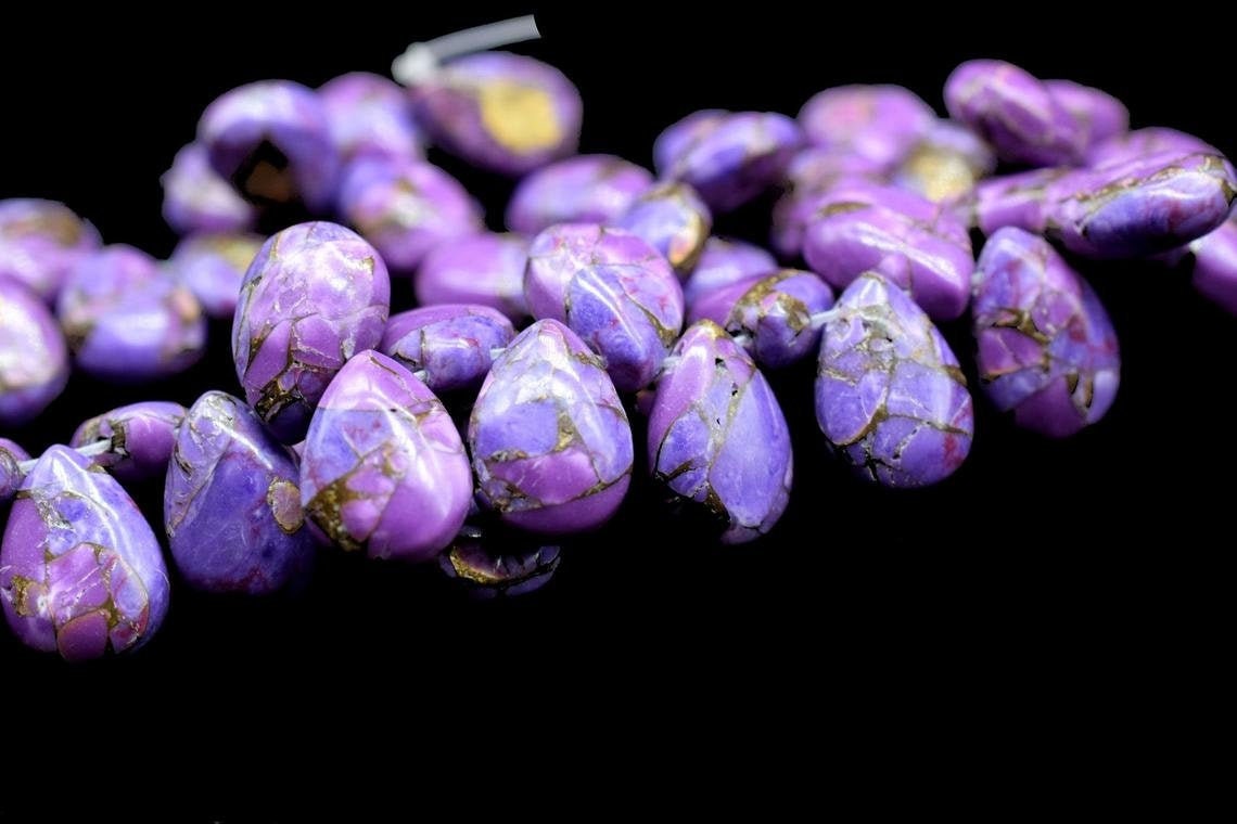 Purple Copper Turquoise 7x10mm Beads,Turquoise Smooth Pear Shape Bead,Smooth Pear Beads,Turquoise beads,Purple Turquoise beads,teardrop bead