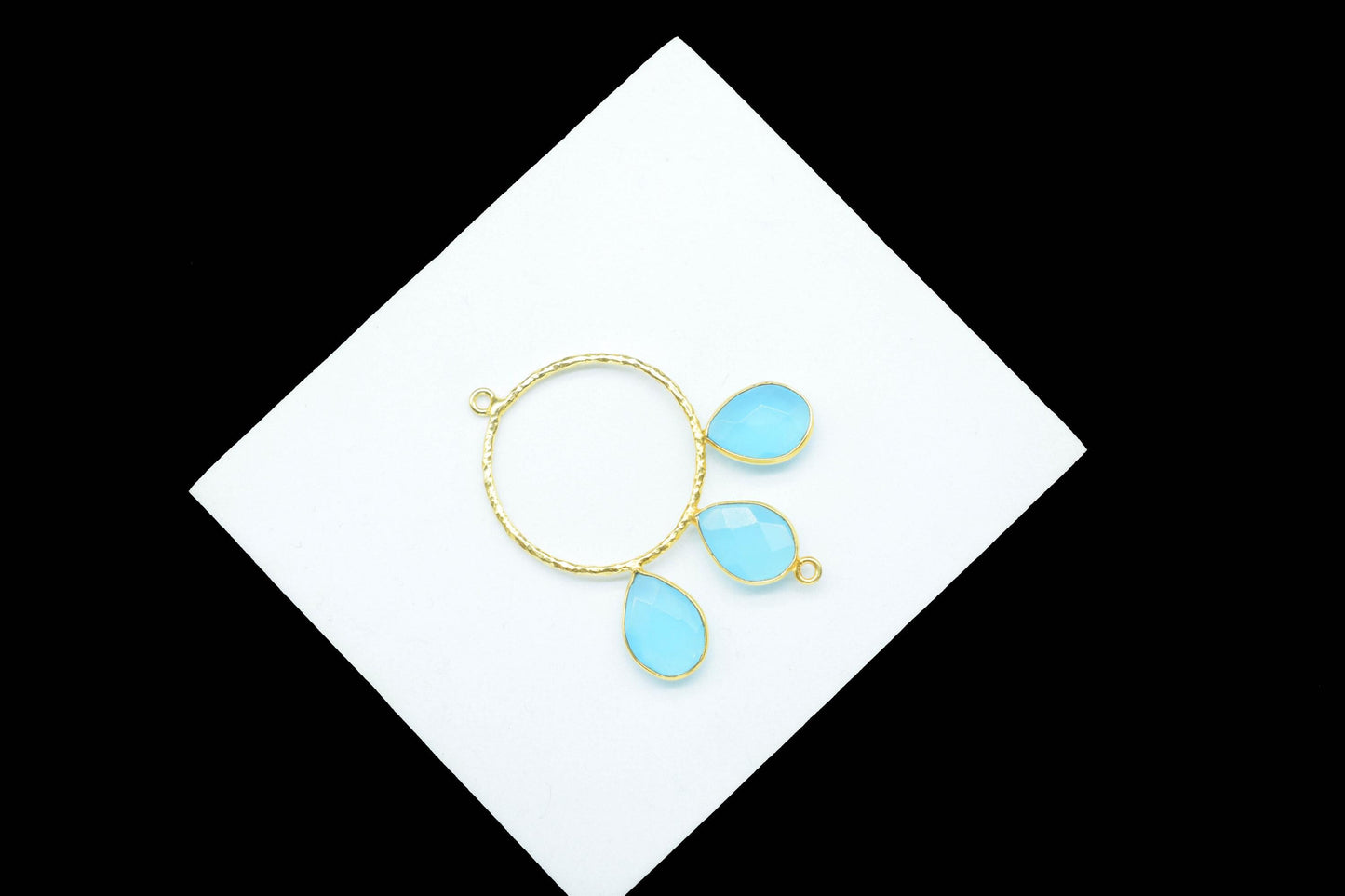 Peru Chalcedony Pendant/Gold Plated Jewellery/Connector Jewellery/Gemstone Jewellery/Brass Connector Jewellery/Double Bail Pendant/Gift