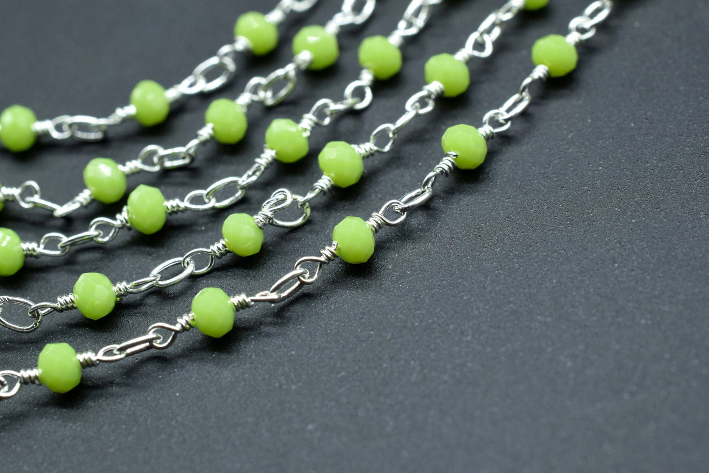 Prehnite Silver Plated Beads Rosary,wire wrapped Chain,Gemstone Cluster Rosary,Prehnite Faceted Beads Connecter,Handmade Craft Supply Rosary