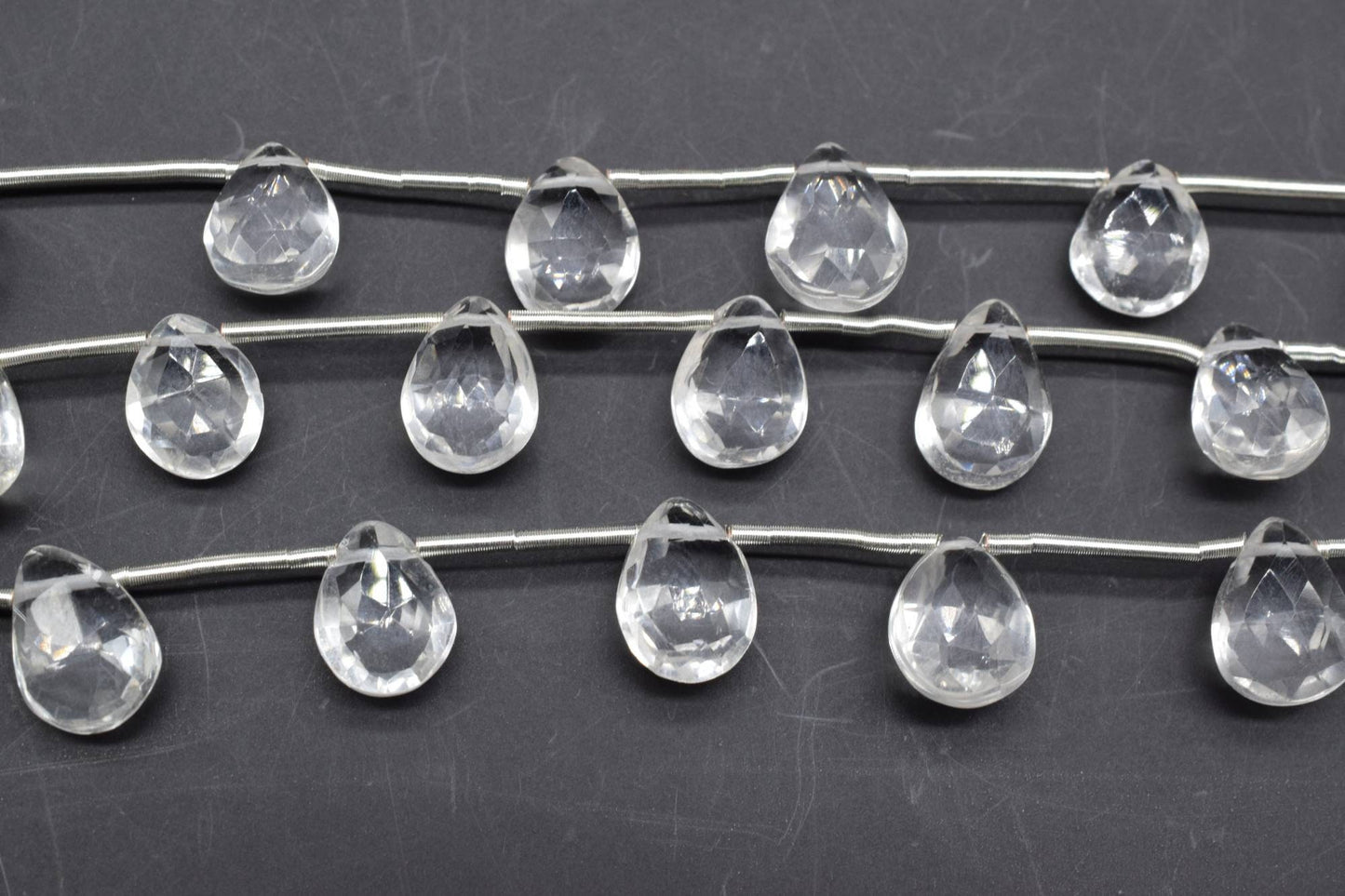 Crystal 7x10mm TearDrop Briolettes,Crystal Briolettes,Jewelry making beads,Craft beads,Crystal Pear shape Briolettes strand,Clear Quartz