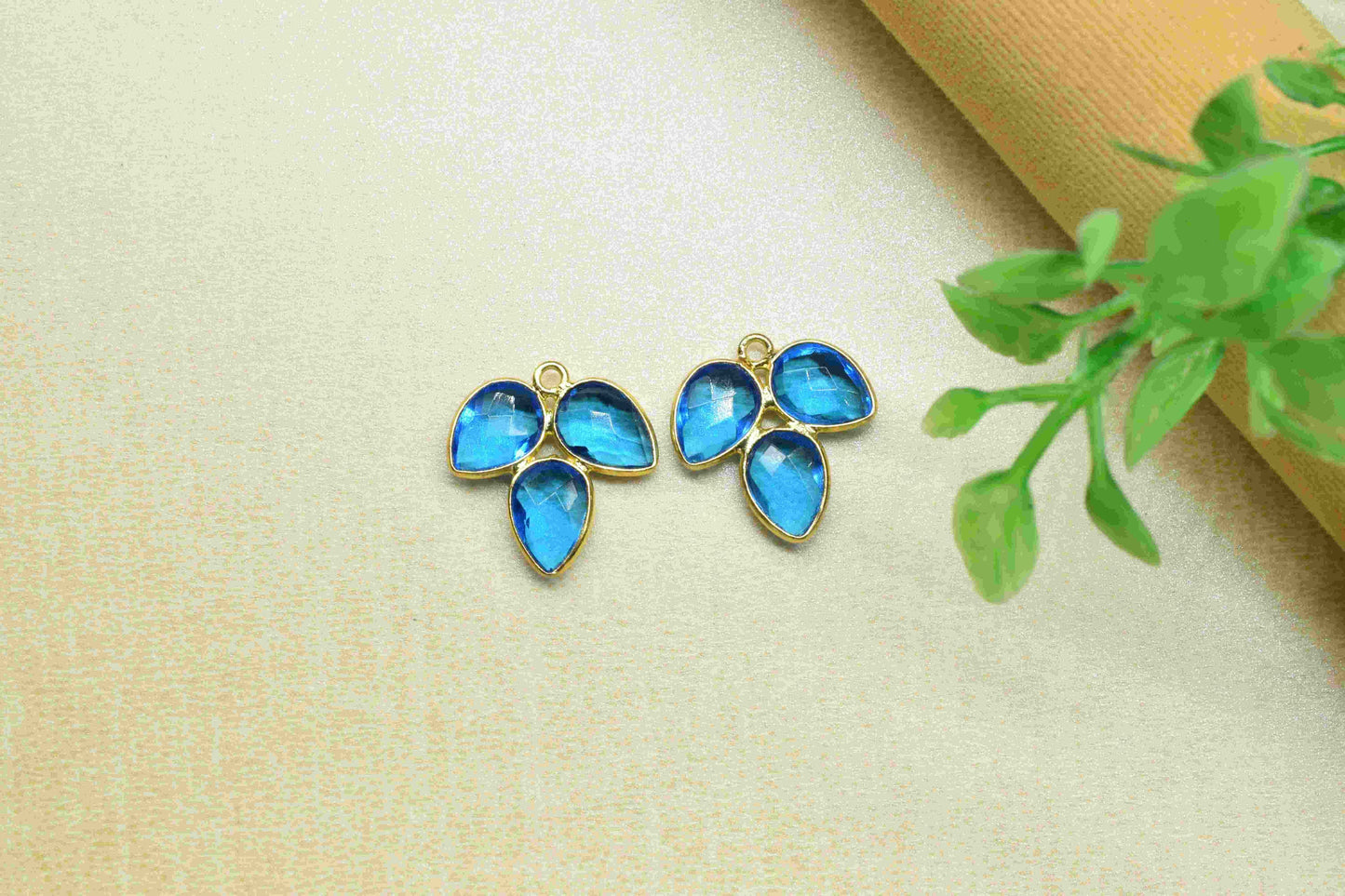 Blue Topaz component,Handmade Jewelry,Bezel Component,Blue Topaz Jewelry Making Supply,Blue Gemstone Component,Attached Bezel Pendant,Gift