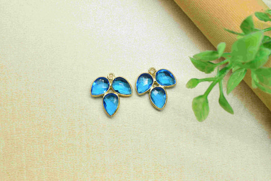 Blue Topaz component,Handmade Jewelry,Bezel Component,Blue Topaz Jewelry Making Supply,Blue Gemstone Component,Attached Bezel Pendant,Gift