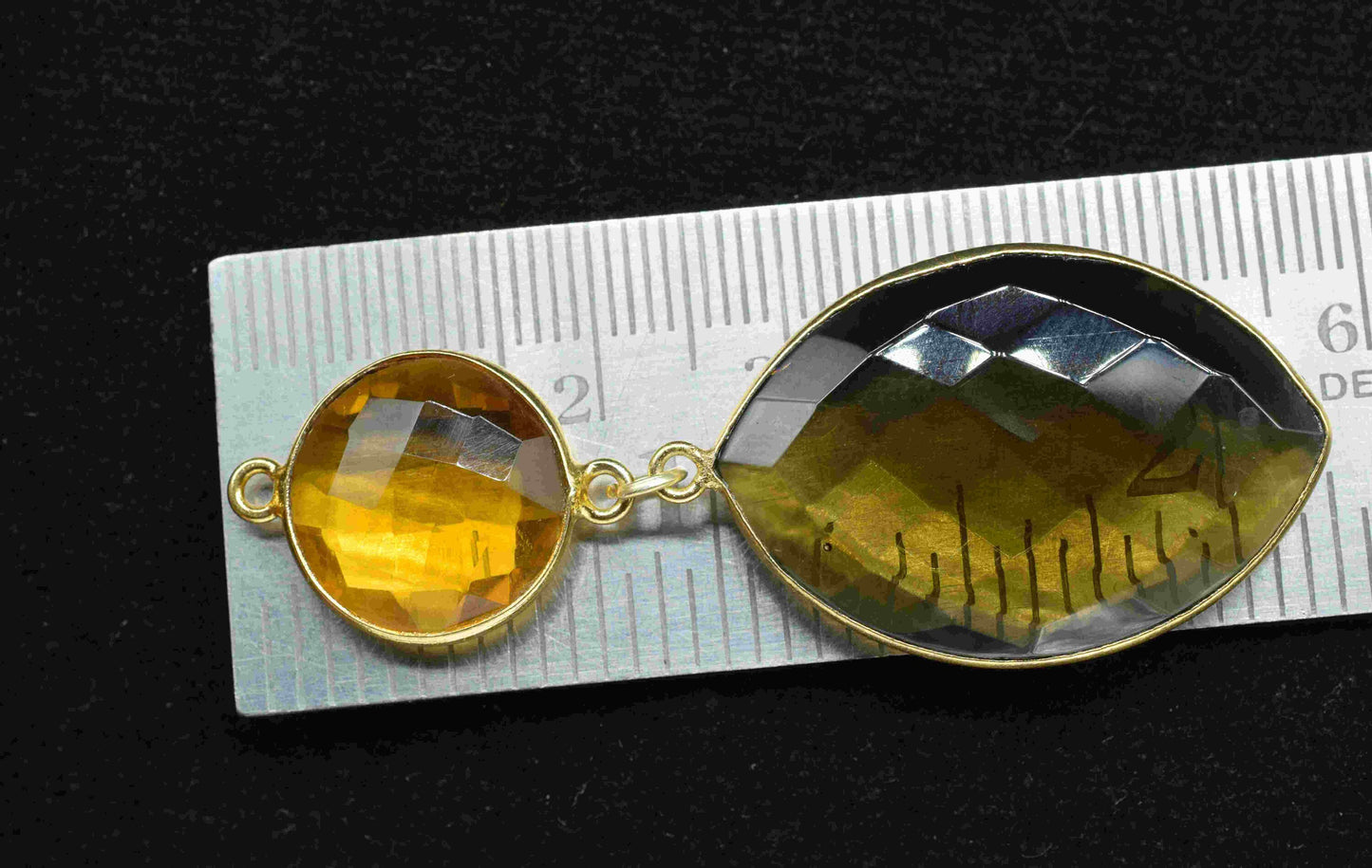 Smokey Quartz Dangle pendants,Station Link,Handmade jewelry,Citrine pendant Charms,Component pendant,Multi Gemstone Connector,Bezel Jewelry