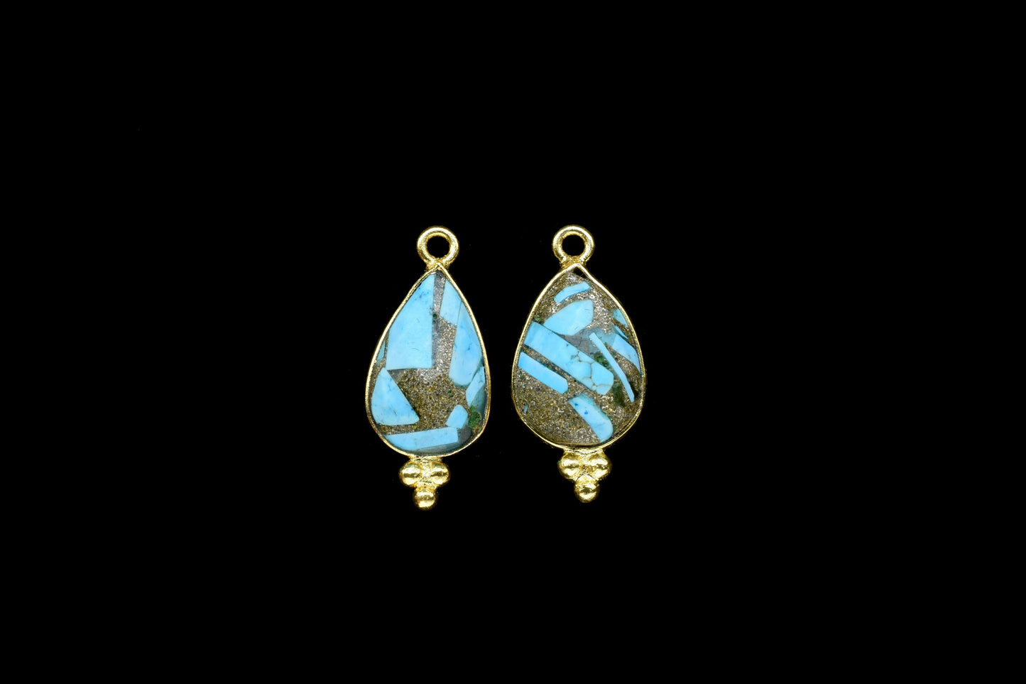 Copper Turquoise Gemstone 10x14mm Pear Shape Charms Pendant,Turquoise single Bail Pendant,Copper Turquoise Gold Plating Gemstone Charms,Gift