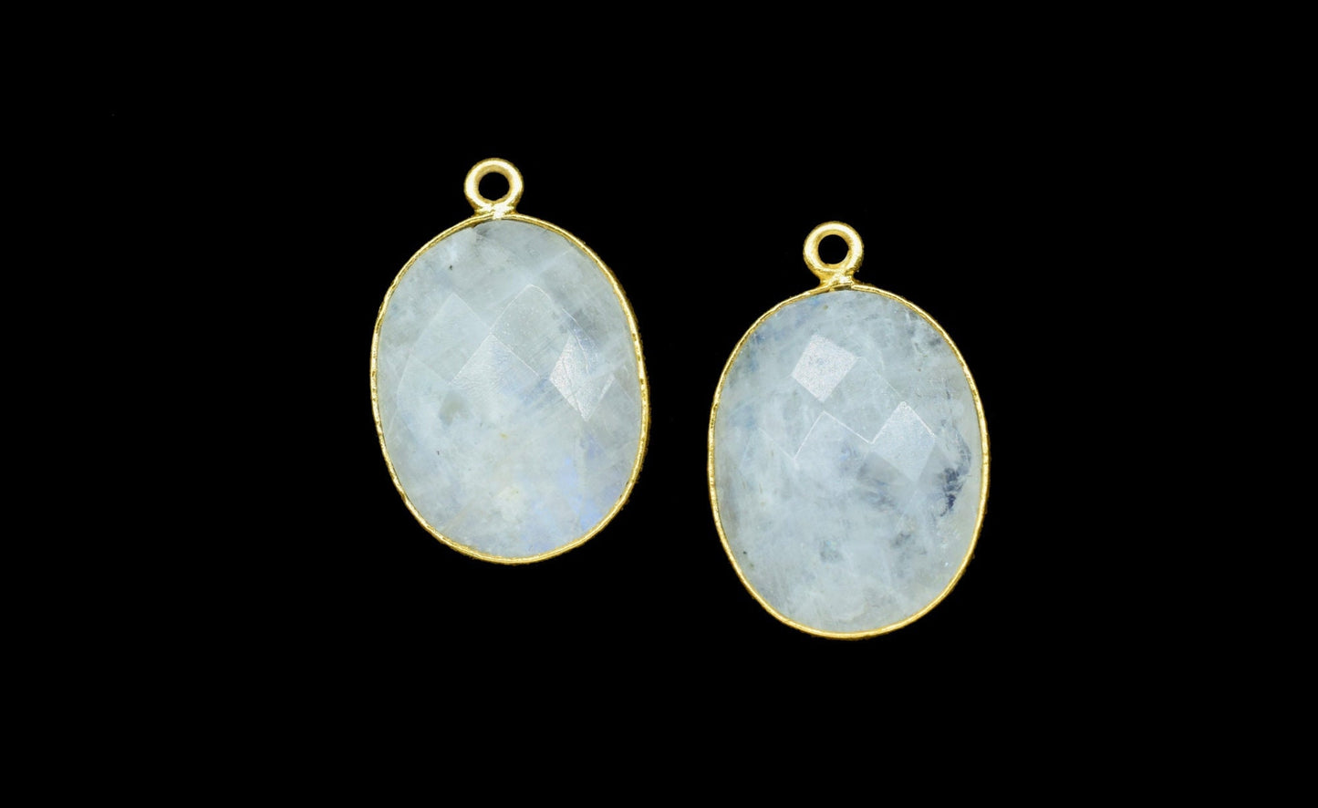 Rainbow Component Pendant Charm,Handmade Jewelry Charms,Moonstone Earring,Necklace Connector jewelry,Station Bezel Link,Gemstone single bail