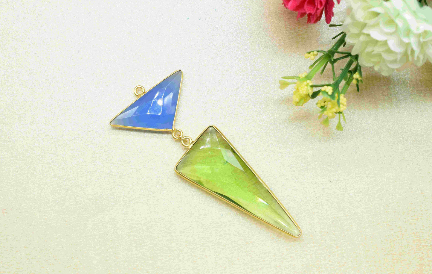 Blue Chalcedony Pendant Charms , Peridot  Earring Component , Multi Gemstone Dangle Earring , Component Jewelry , B'day Gift