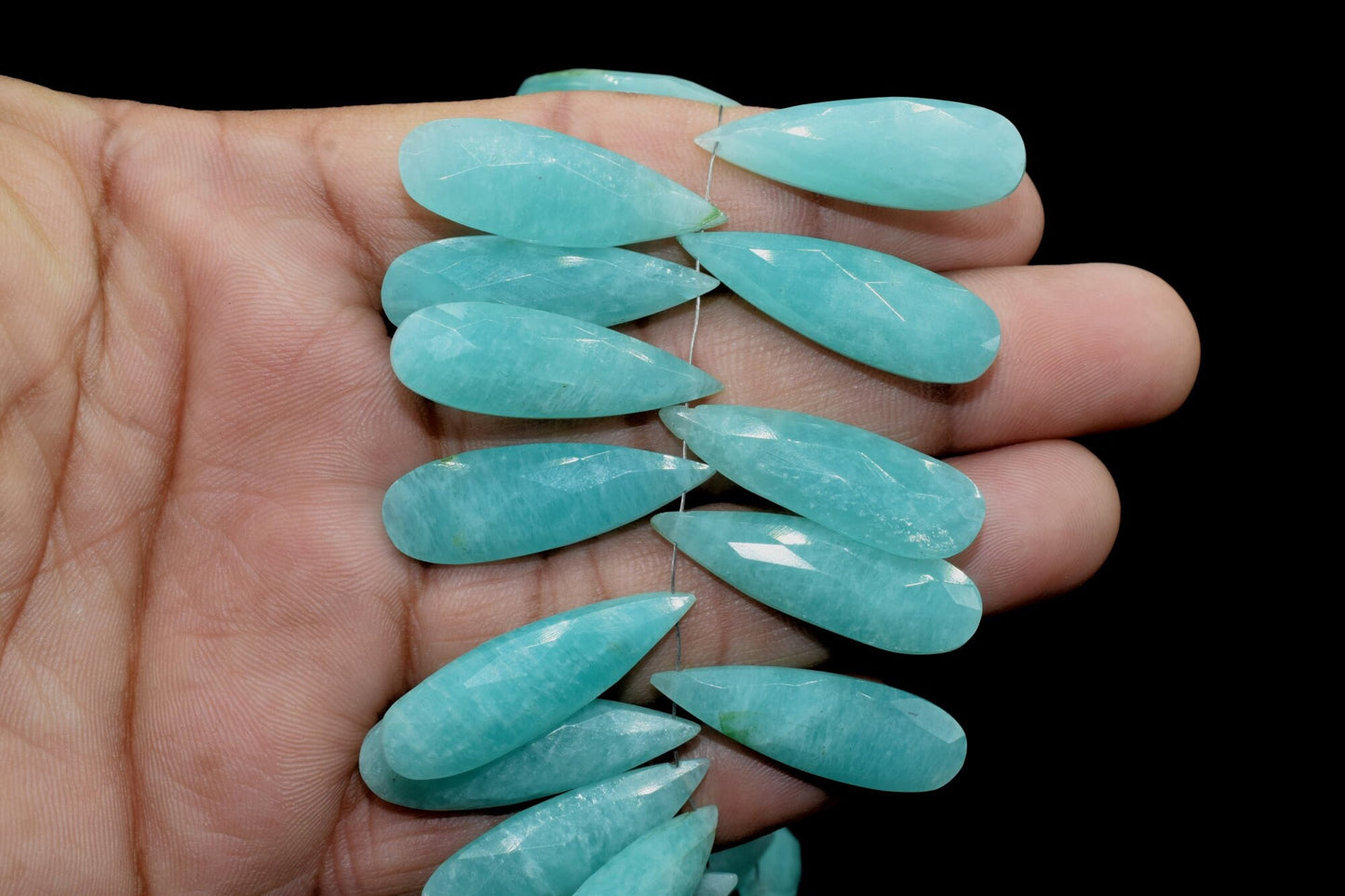 Natural Amazonite Faceted 10x30mm Pear Shape Briolettes,Long Pear Shape Beads,10x30mm Teardrop Beads,Amazonite Pear,Amazonite Teardrop beads