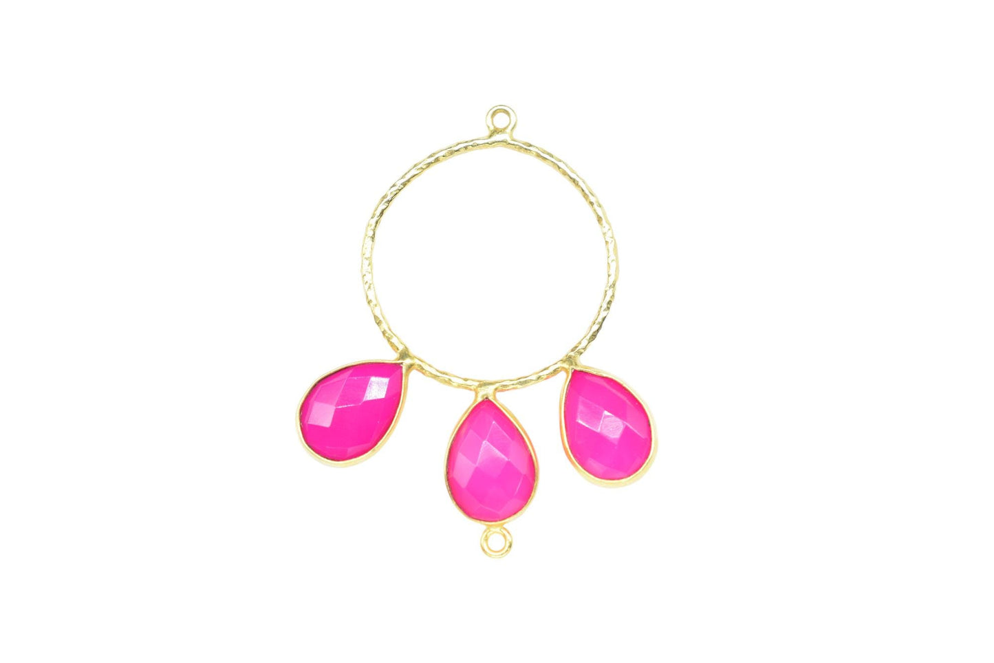 Pink Chalcedony Jewelry Connector/Connector Jewellery/Gold Plated Pendant/Handmade Jewellery/Double Bail Pendant/Women Jewelry/B'day Gift