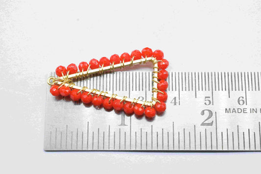 Red Coral Wire Wrapped Dangle Earring,Gemstone Component,Handmade Connector,Beaded Earring Connector,Finding Necklace,Red Coral Jewelry,Gift