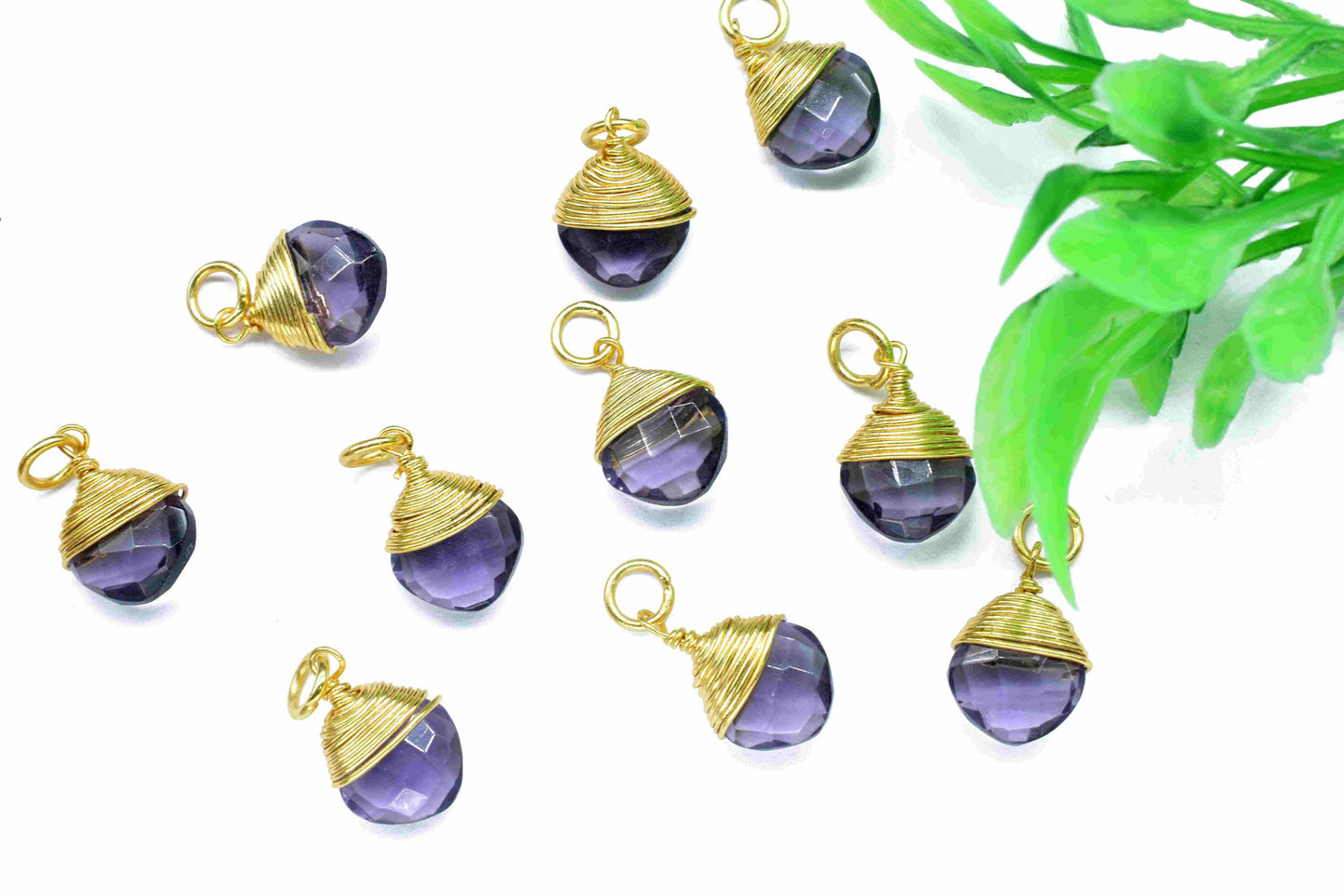 Amethyst Wire Wrapped Connectors, Purple Gemstone Pendant, Loop Connector, Wire Wrapped Necklace, 8mm Square Shape Pendant, Amethyst jewelry