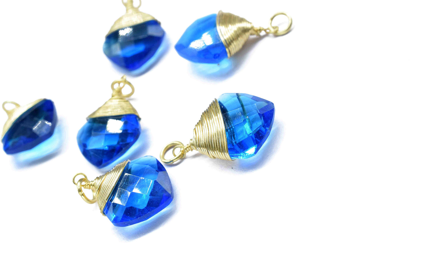Blue Topaz Square Faceted Connector, Blue Gemstone Wire Wrapped Pendant, Loop Connector, Pendant Jewelry,Wire Wrapped Necklace,Topaz jewelry