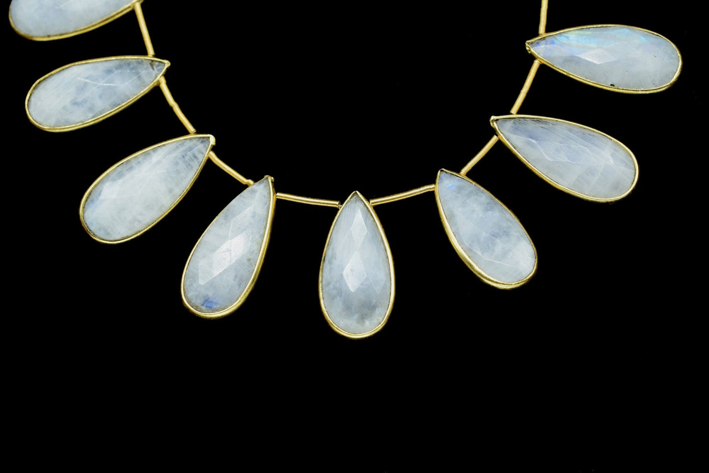 Moonstone Faceted Pear Shape 8x20mm 11 pieces strand,Moonstone Teardrop pendant,Moonstone Gold Plated bezel,jewelry making charms crafts,
