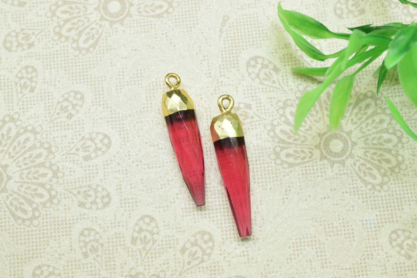 Pink Tourmaline Pencil Pendant,Tourmaline Pendant Jewelry Making Supply,Gemstone Single Bail Connector,Handmade Faceted Spike Pointed Charm