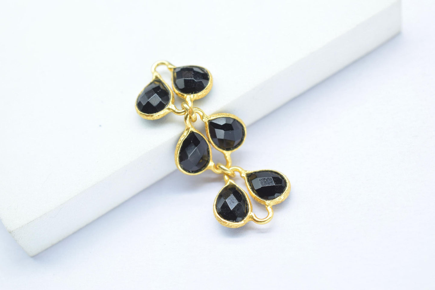 Black Onyx Pednant Charms/Gold Plated Charms/Brass Connnector Charms/Onyx Pendant Jewelry/Dangle Pendant/Women Jewelry/Handmade Jewelry/