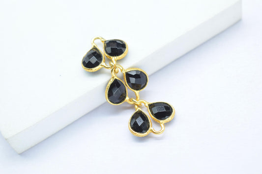 Black Onyx Pednant Charms/Gold Plated Charms/Brass Connnector Charms/Onyx Pendant Jewelry/Dangle Pendant/Women Jewelry/Handmade Jewelry/