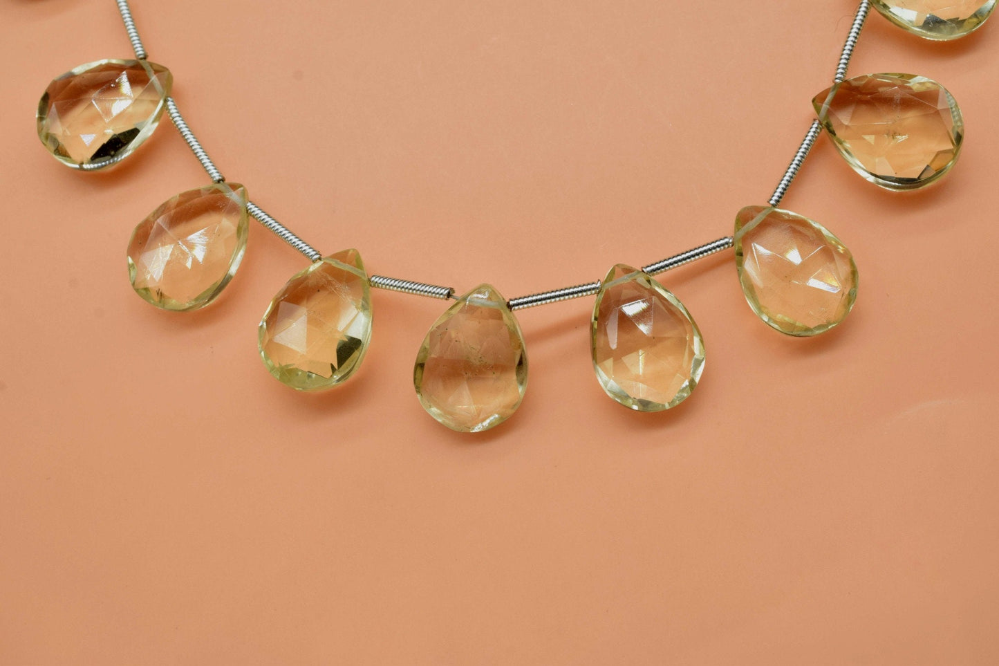 Green Amethyst Quartz Faceted Pear Shape Briolettes,10x14mm teardrop Briolettes,Faceted Briolette Line,Jewelry making pear,gemstone beads