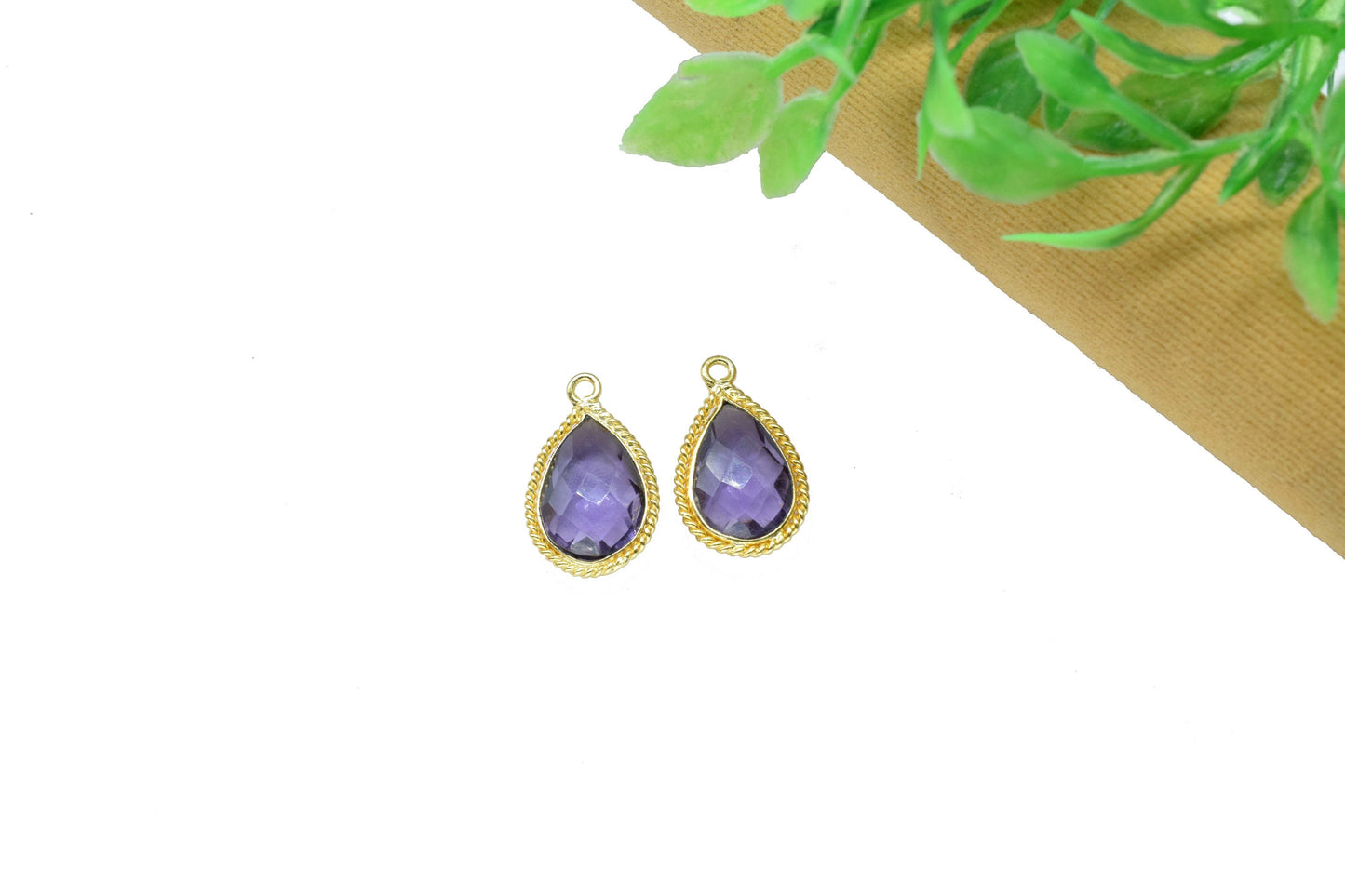 Amethyst 10x14 Teardrop Bezel Charm,Station Bezel Link,Amethyst Teardop jewelry making Carft,Single bail Connector,Handmade Teardrop Pendant